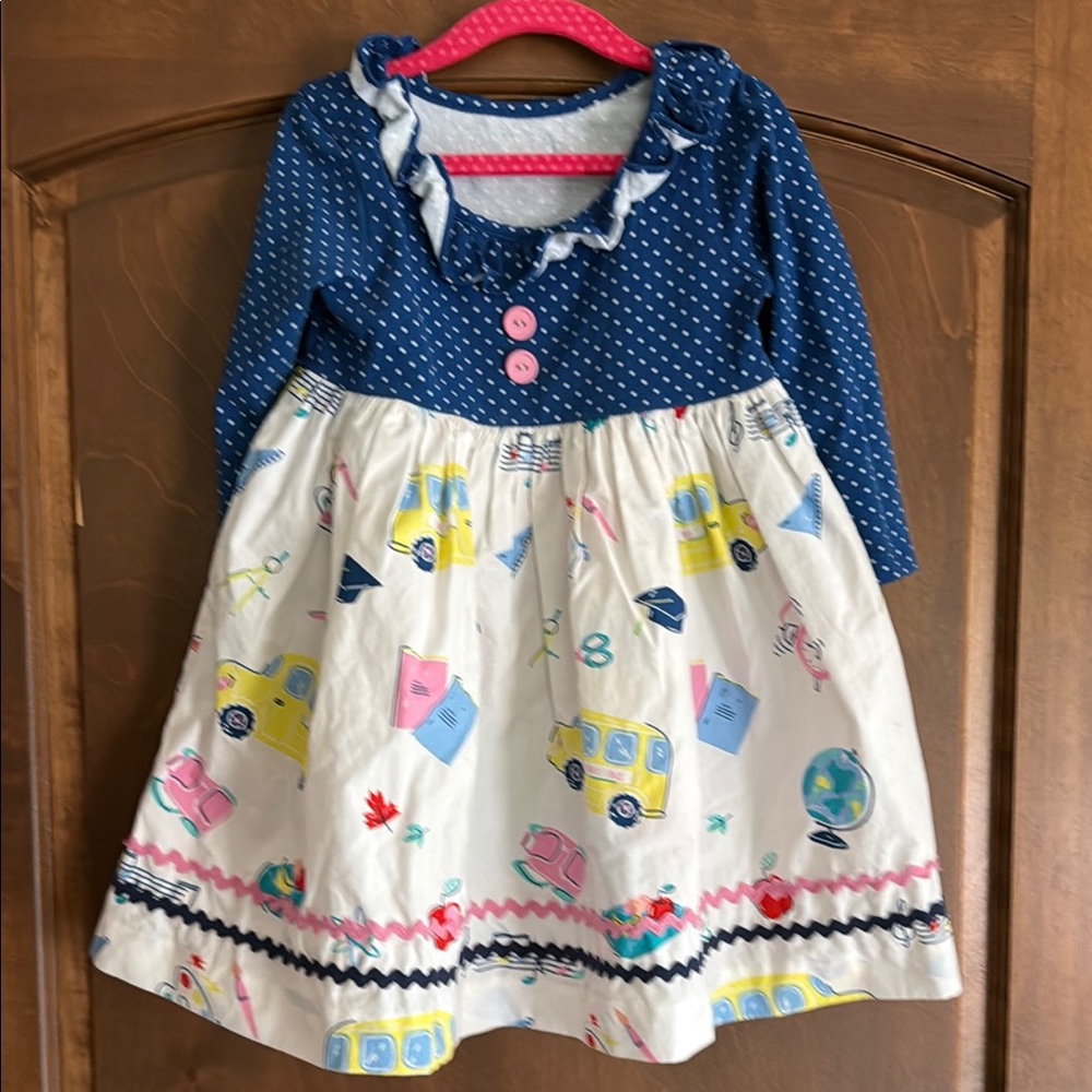 Polka Dot and School Print Kids Dress